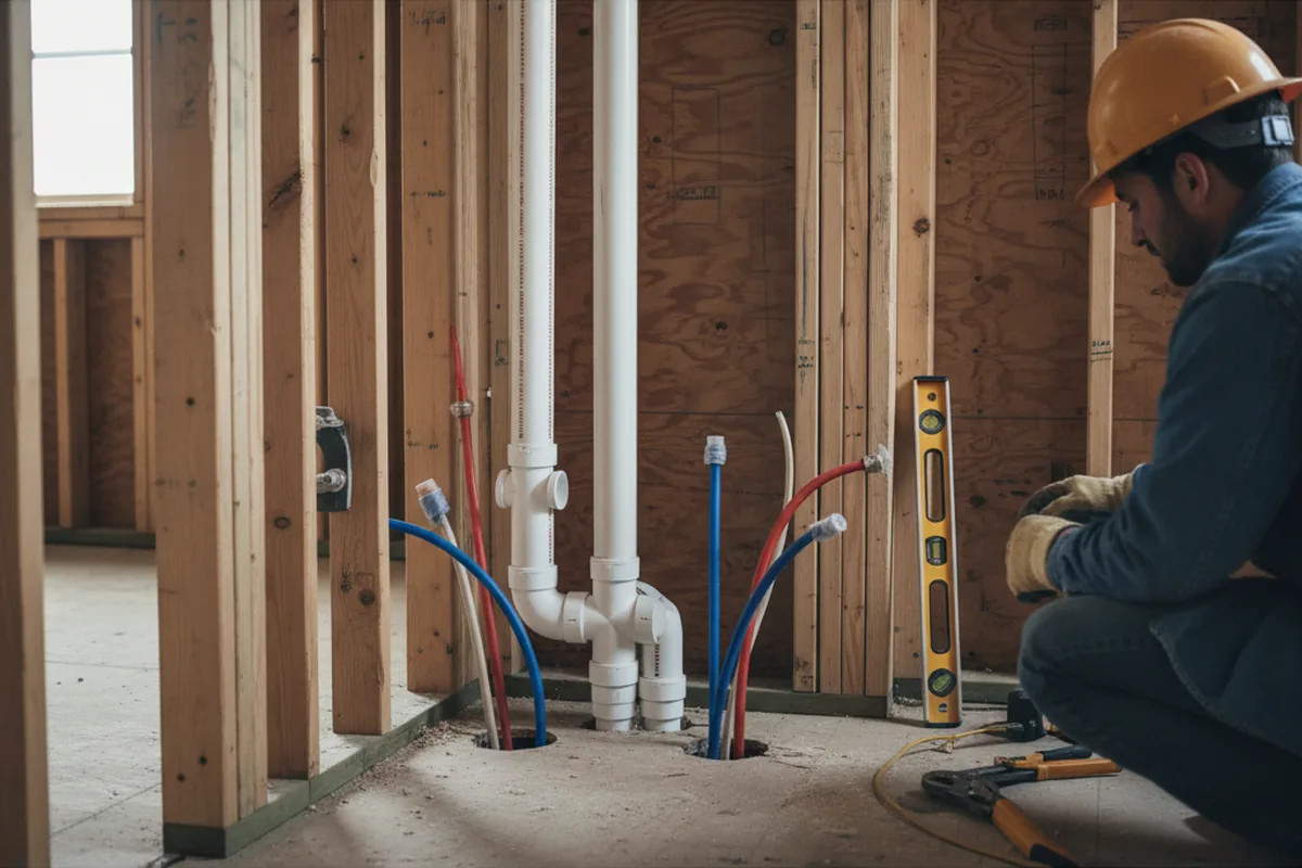 Drain and supply rough-in during Drain Cleaning in Modesto
