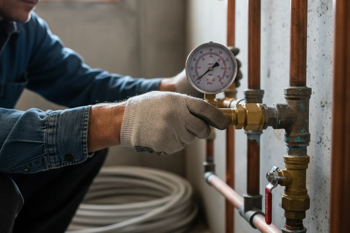 Pressure testing a repaired line during Water Line Repair in Modesto